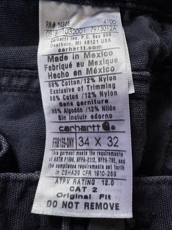 Carhartt FRB159 DNY Flame Resistant Work Pants Men’s 34x32 Navy CAT 2 FR - Picture 6 of 6